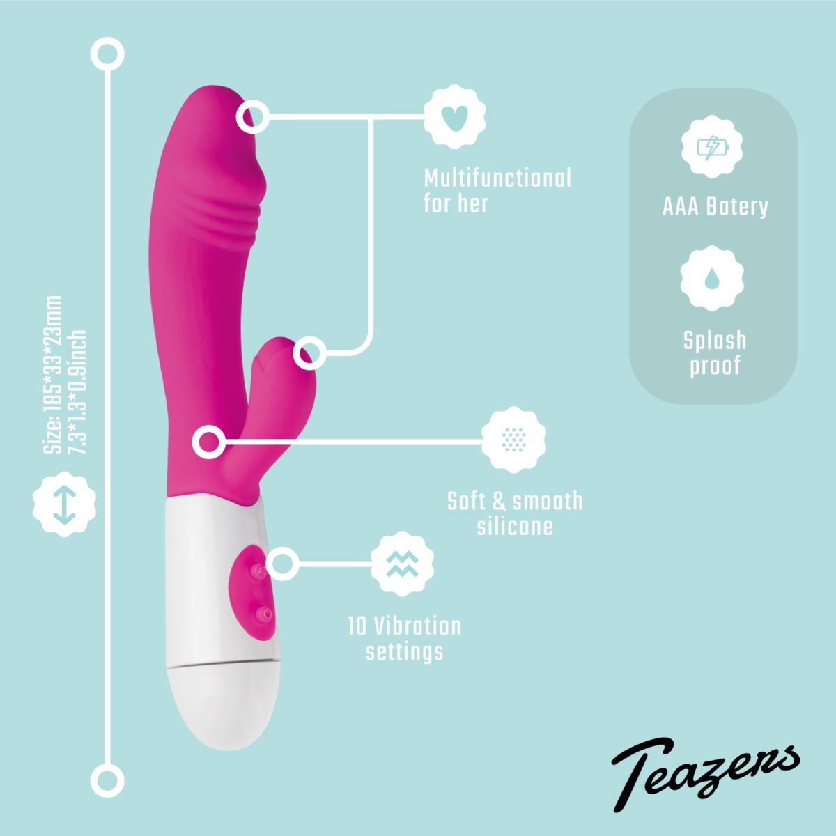 Teazers – Realistische Rabbit Vibrator – Roze