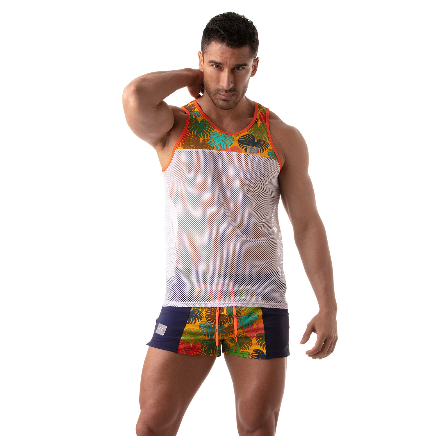 Bloemen tanktop geel